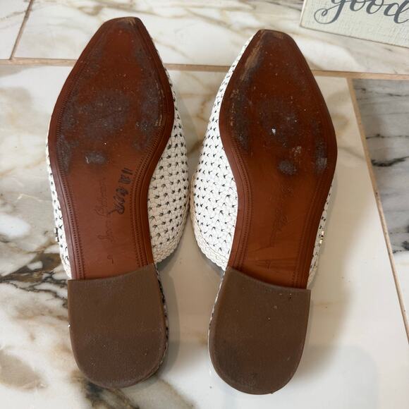Sam Edelman Elva Pointed Toe Mules Size 9 White Wicker  Leather Woven Shoes - Picture 9 of 9
